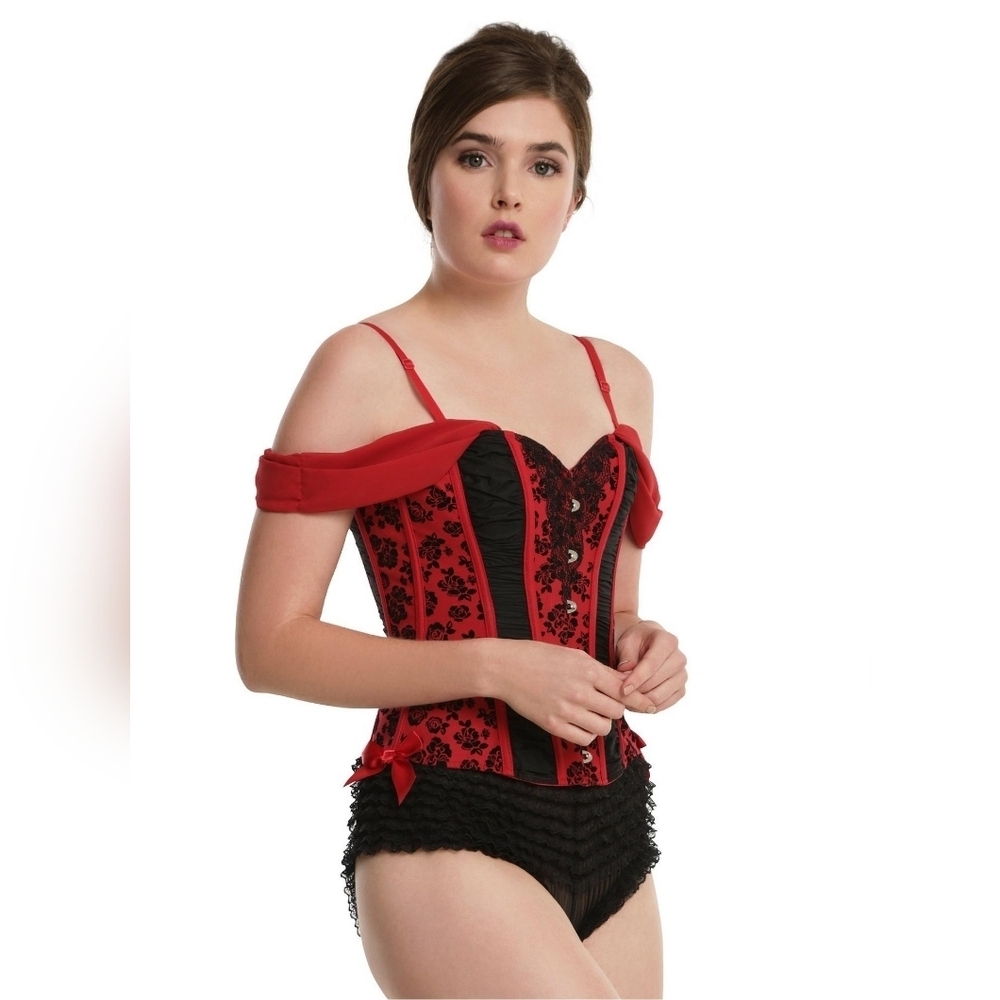 Hot Topic Red & Black Rose Corset